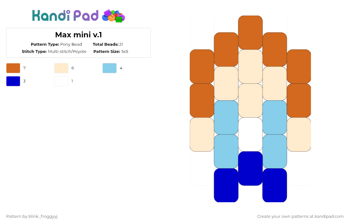 Max mini v.1 - Pony Bead Pattern by blink_froggyyj on Kandi Pad - beige,orange