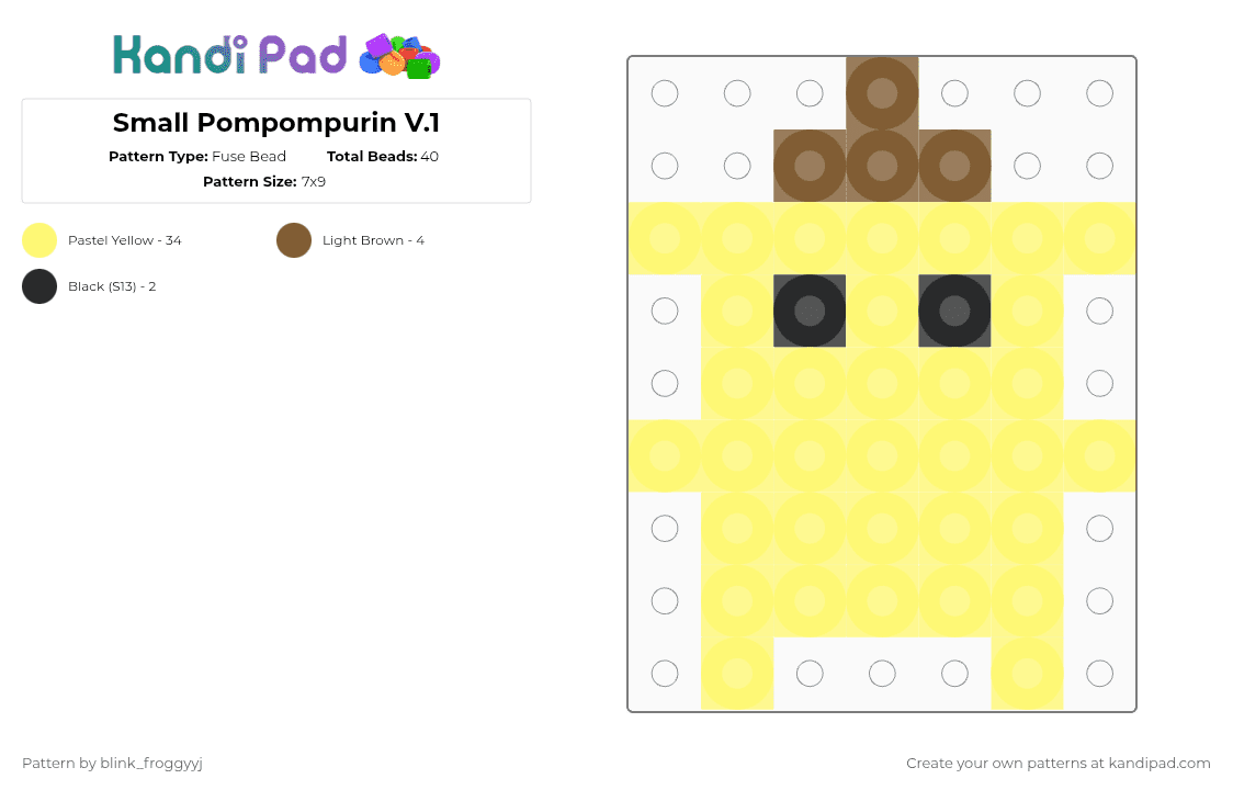 Small Pompompurin V.1 - Fuse Bead Pattern by blink_froggyyj on Kandi Pad - yellow