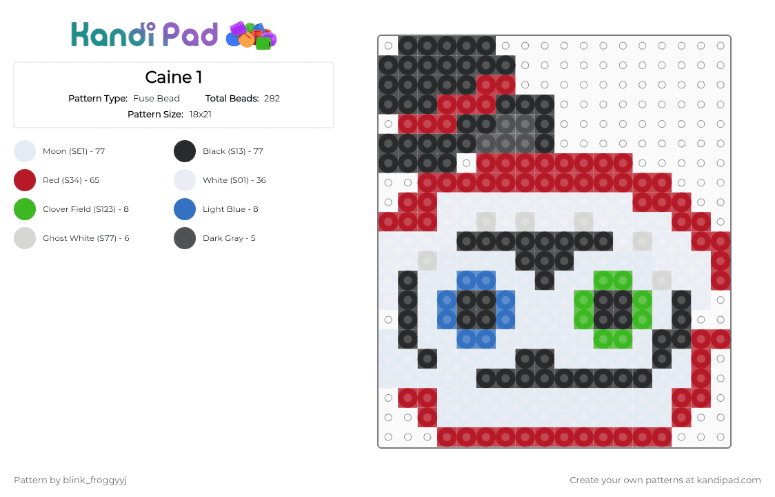 Caine 1 - Fuse Bead Pattern by blink_froggyyj on Kandi Pad - red, white