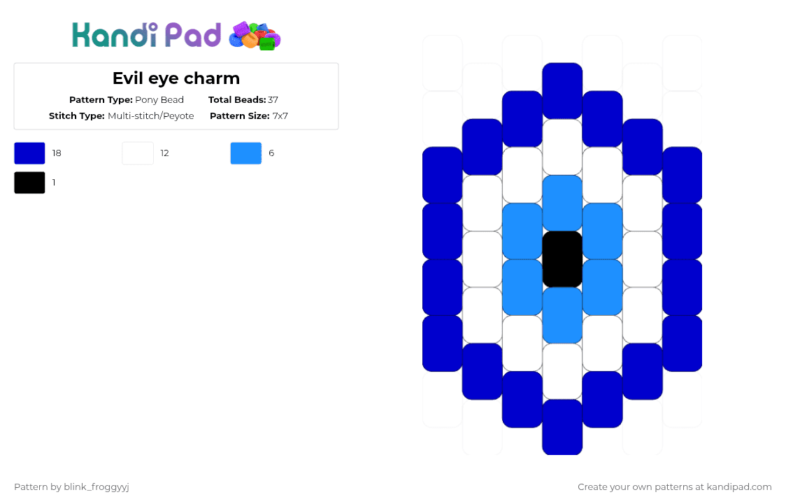 Evil eye charm - Pony Bead Pattern by blink_froggyyj on Kandi Pad - purple