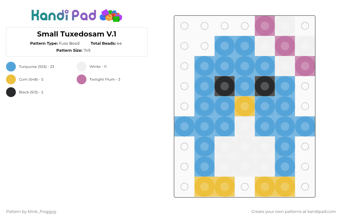 Small Tuxedosam V.1 - Fuse Bead Pattern by blink_froggyyj on Kandi Pad - light blue