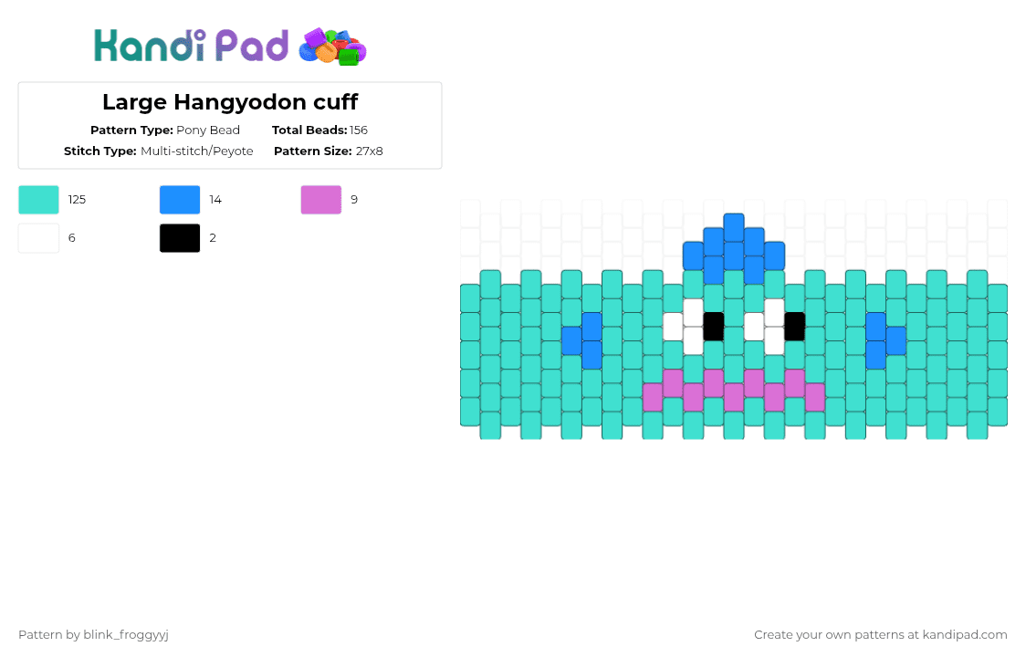 Large Hangyodon cuff - Pony Bead Pattern by blink_froggyyj on Kandi Pad - light blue