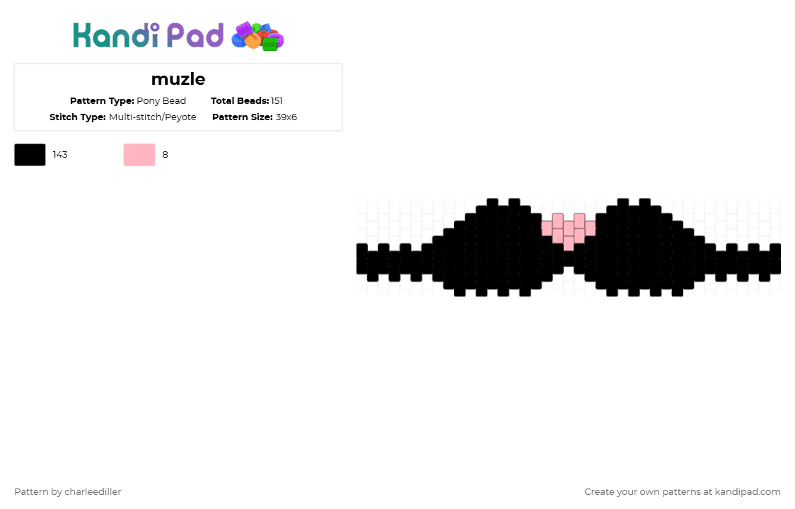 Kandi mask muzzle - Pony Bead Pattern by charleediller on Kandi Pad - black