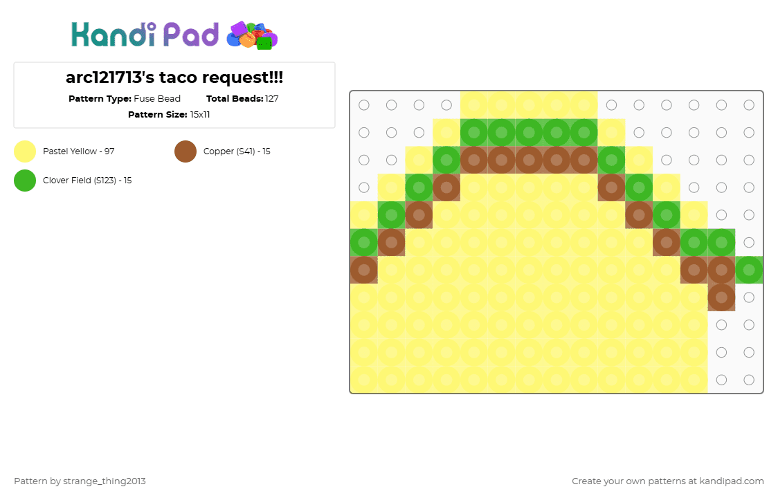 arc121713\'s taco request!!! - Fuse Bead Pattern by strange_thing2013 on Kandi Pad - yellow