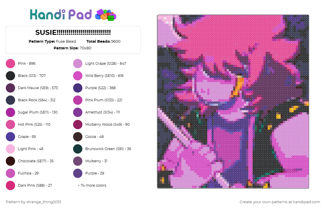 SUSIE!!!!!!!!!!!!!!!!!!!!!!!!!!! - Fuse Bead Pattern by strange_thing2013 on Kandi Pad - 