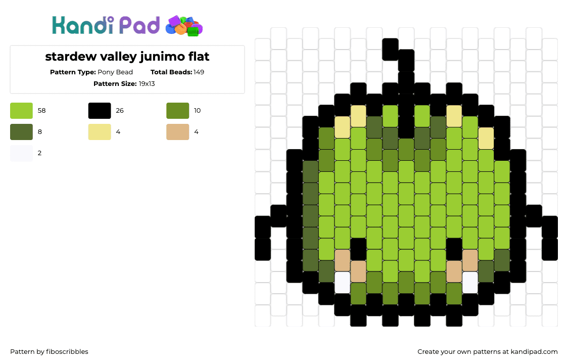 stardew valley junimo flat - Pony Bead Pattern by fiboscribbles on Kandi Pad - junimo,stardew valley,fruit,video game,apple,green