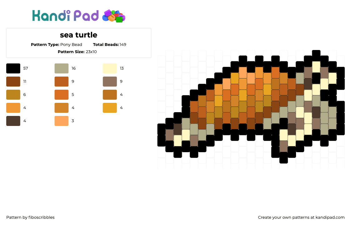 sea turtle - Pony Bead Pattern by fiboscribbles on Kandi Pad - 