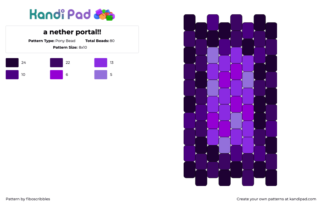 a nether portal!! - Pony Bead Pattern by fiboscribbles on Kandi Pad - nether portal,minecraft,simple,video game,purple