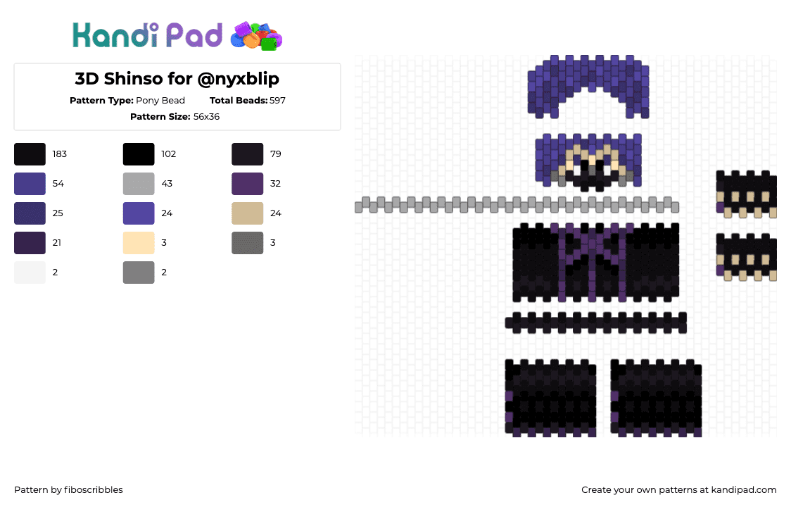 3D Shinso for @nyxblip - Pony Bead Pattern by fiboscribbles on Kandi Pad - 