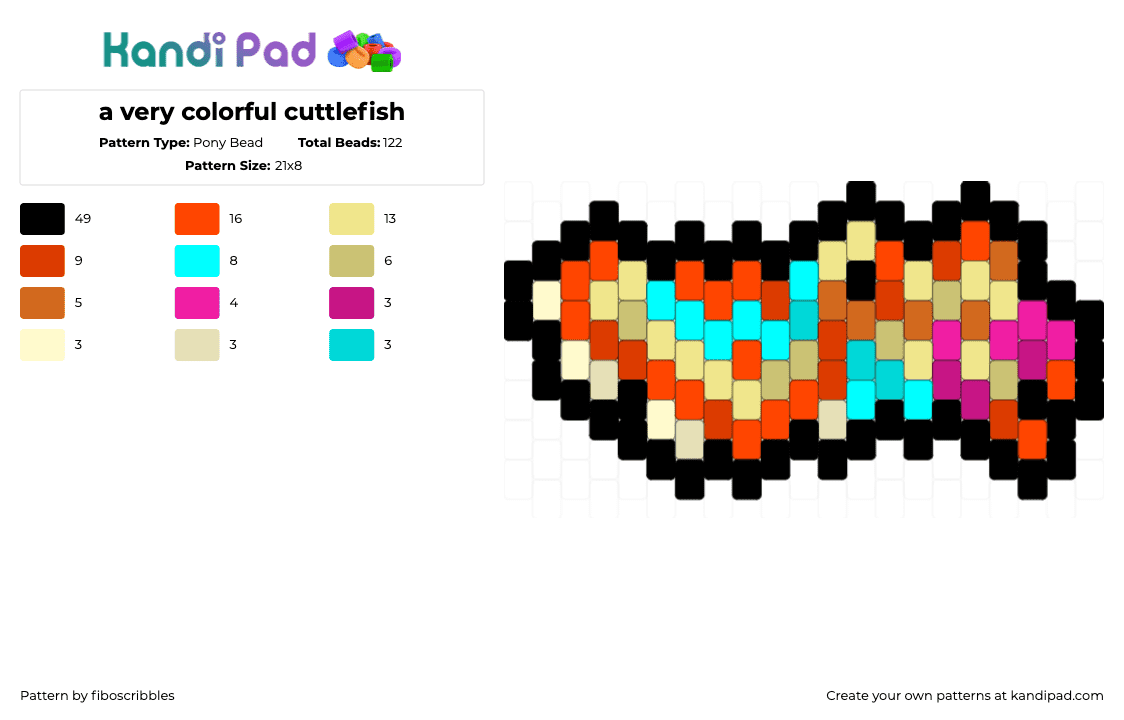 a very colorful cuttlefish - Pony Bead Pattern by fiboscribbles on Kandi Pad - 