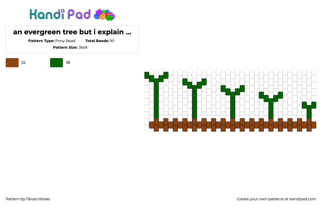 an evergreen tree but i explain in the description - Pony Bead Pattern by fiboscribbles on Kandi Pad - tree,pine,nature,branch,cuff,brown,green