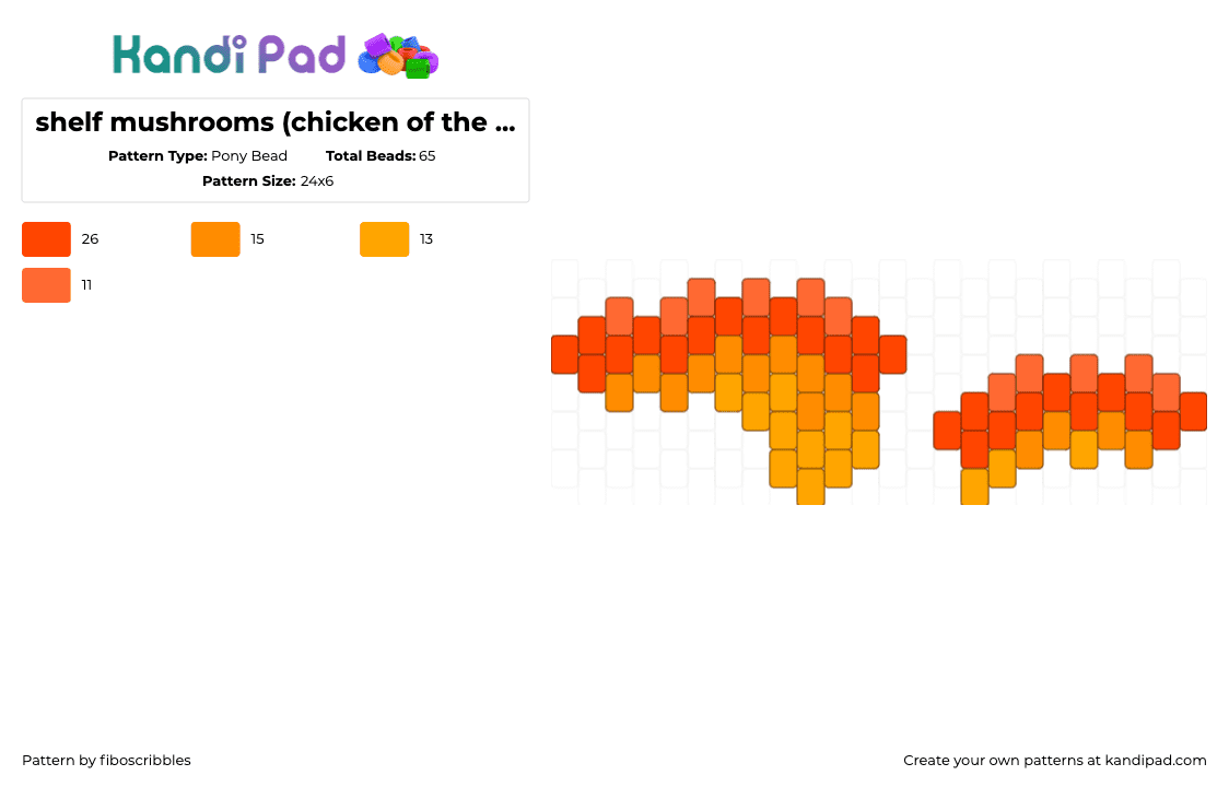 shelf mushrooms (chicken of the woods) - Pony Bead Pattern by fiboscribbles on Kandi Pad - mushrooms,fungus,nature,charms,orange