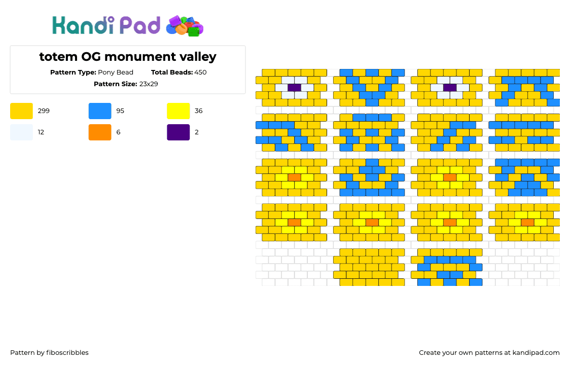 totem OG monument valley - Pony Bead Pattern by fiboscribbles on Kandi Pad - totem,monument valley,3d,puzzle,video game,yellow,blue