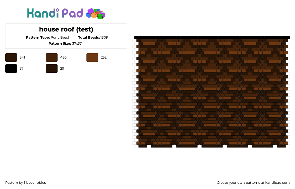 house roof (test) - Pony Bead Pattern by fiboscribbles on Kandi Pad - house,3d,roof,home,panel,building,brown