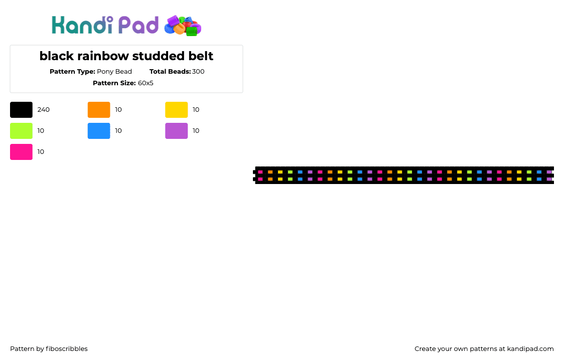 black rainbow studded belt - Pony Bead Pattern by fiboscribbles on Kandi Pad - belt,clothing,dark,rainbow,black