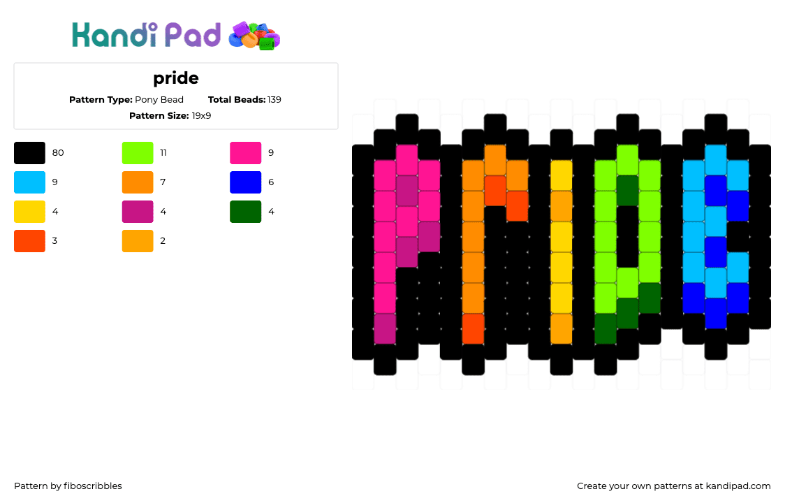 pride - Pony Bead Pattern by fiboscribbles on Kandi Pad - 