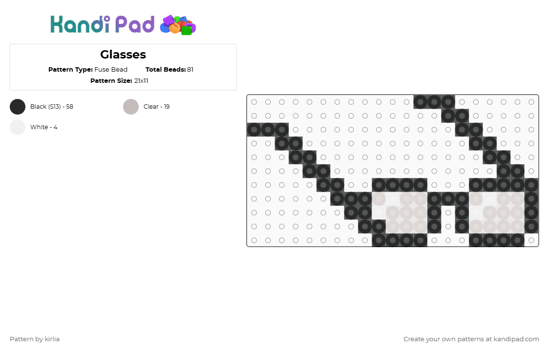 Glasses - Fuse Bead Pattern by kirlia on Kandi Pad - black,beige,glasses