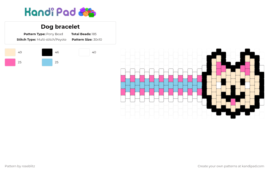 Dog bracelet/cuff - Pony Bead Pattern by roseblitz on Kandi Pad - beige
