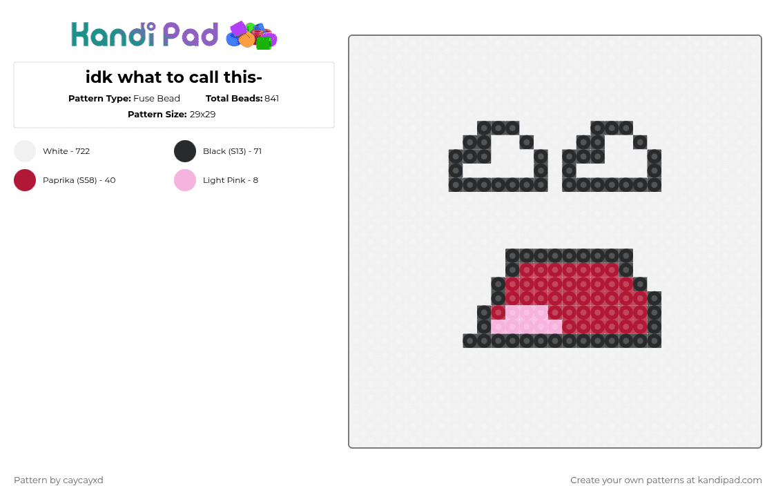 idk what to call this- - Fuse Bead Pattern by caycayxd on Kandi Pad - white,red