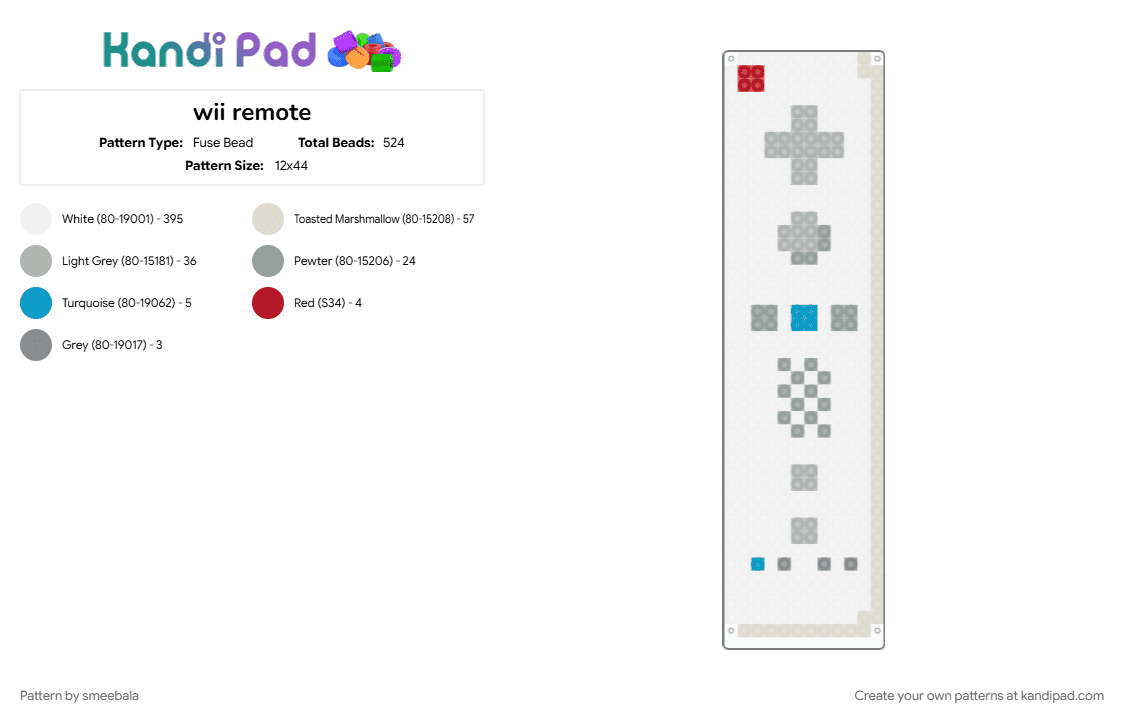 wii remote - Fuse Bead Pattern by smeebala on Kandi Pad - 2000s, beige, console, controller, gaming, nintendo, white, wii, wii remote, wiimote