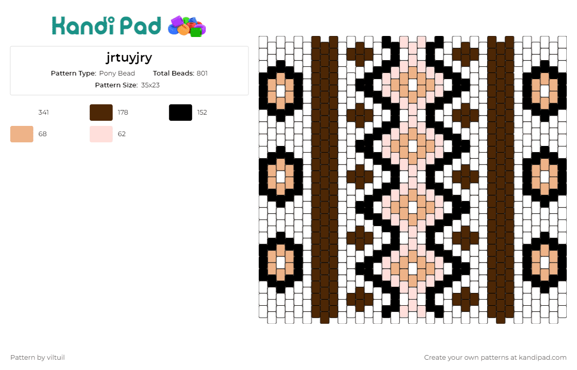 jrtuyjry - Pony Bead Pattern by viltuil on Kandi Pad - geometric,tapestry,intricate,symmetry,structured,beauty,echo,design,brown