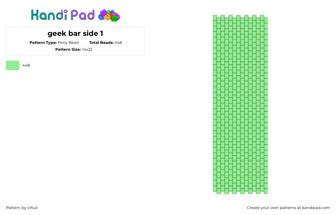 geek bar side 1 - Pony Bead Pattern by viltuil on Kandi Pad - teal