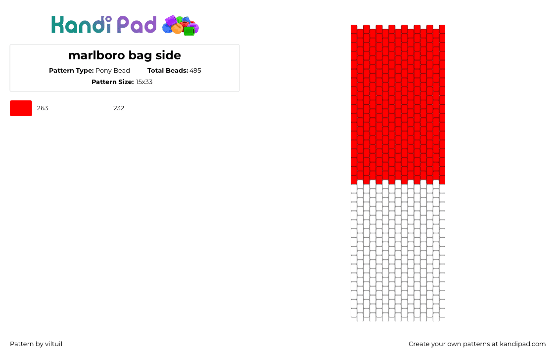 marlboro bag side - Pony Bead Pattern by viltuil on Kandi Pad - 