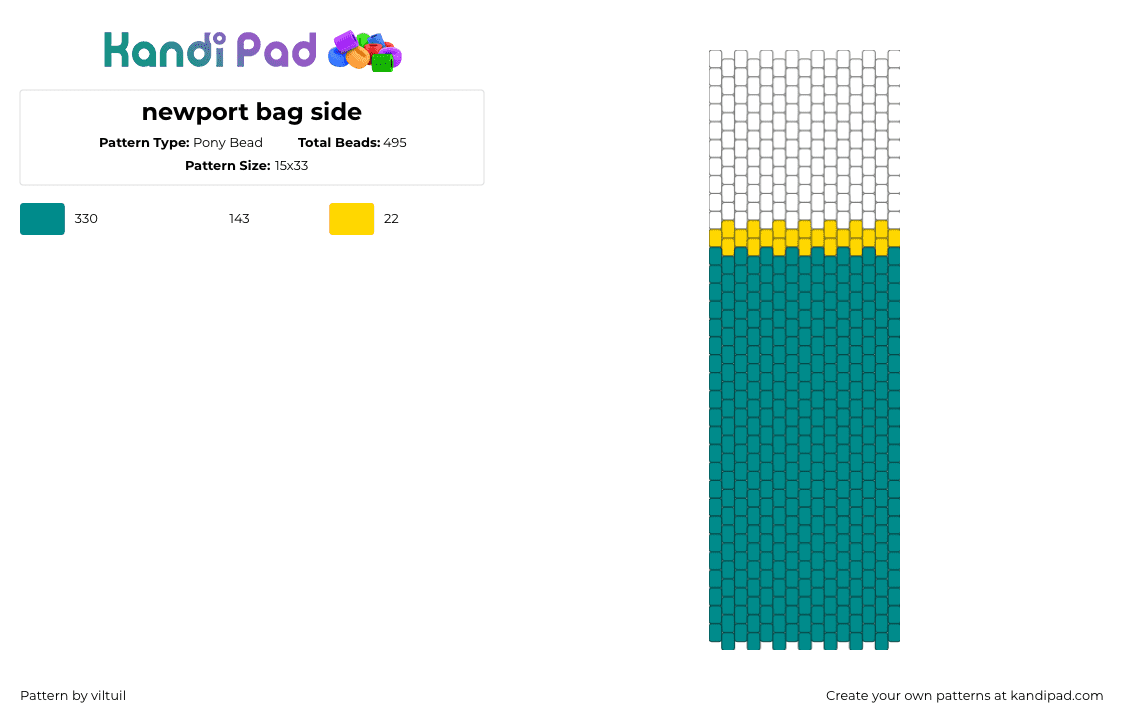 newport bag side - Pony Bead Pattern by viltuil on Kandi Pad - teal