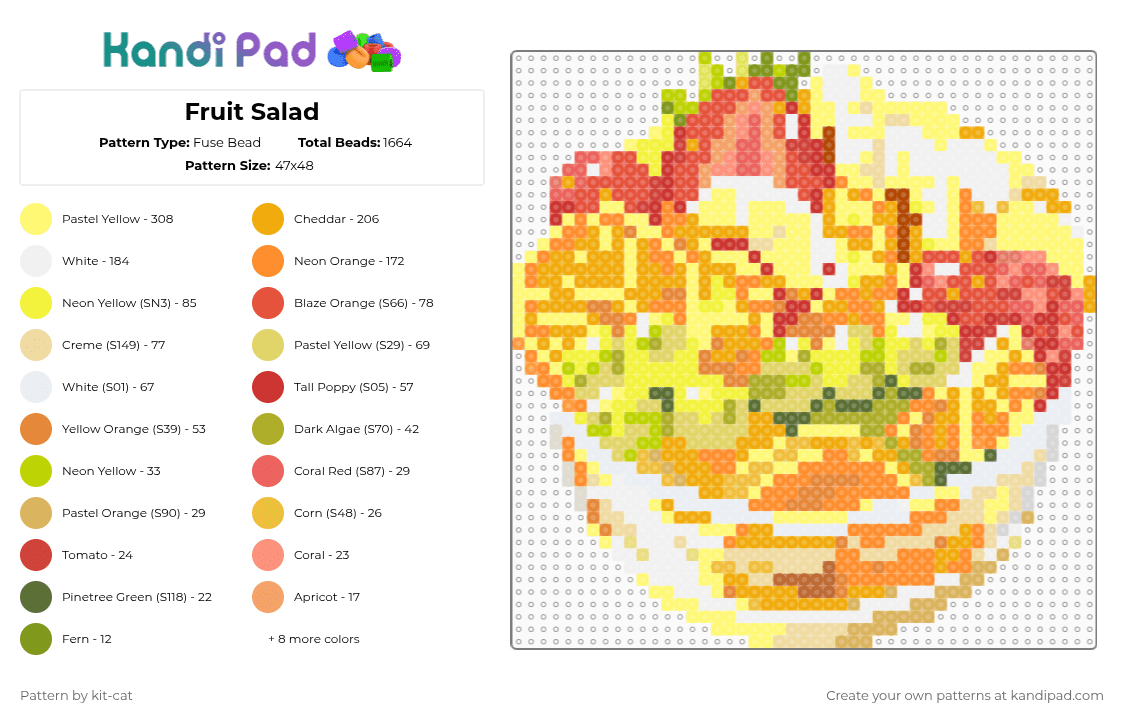 Fruit Salad - Fuse Bead Pattern by kit-cat on Kandi Pad - yellow,red,orange,cotdsalad