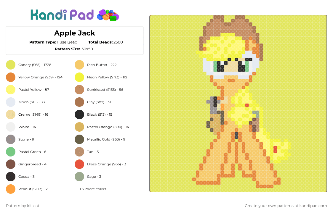 Apple Jack - Fuse Bead Pattern by kit-cat on Kandi Pad - yellow