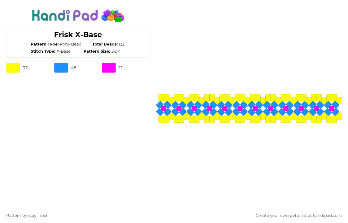 Frisk X-Base - Pony Bead Pattern by stay_fresh on Kandi Pad - yellow,light blue,undertale,frisk