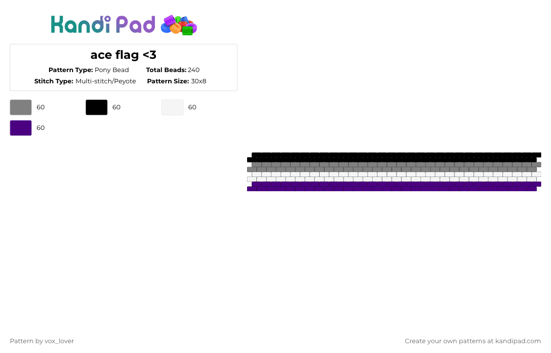 ace flag - Pony Bead Pattern by vox_lover on Kandi Pad - gray,purple