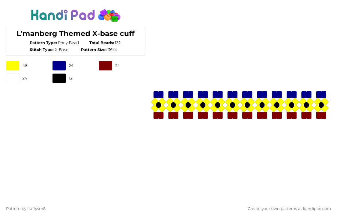 L\'manberg Themed X-base cuff - Pony Bead Pattern by fluffysm8 on Kandi Pad - dream smp, dsmp, lmanberg, yellow