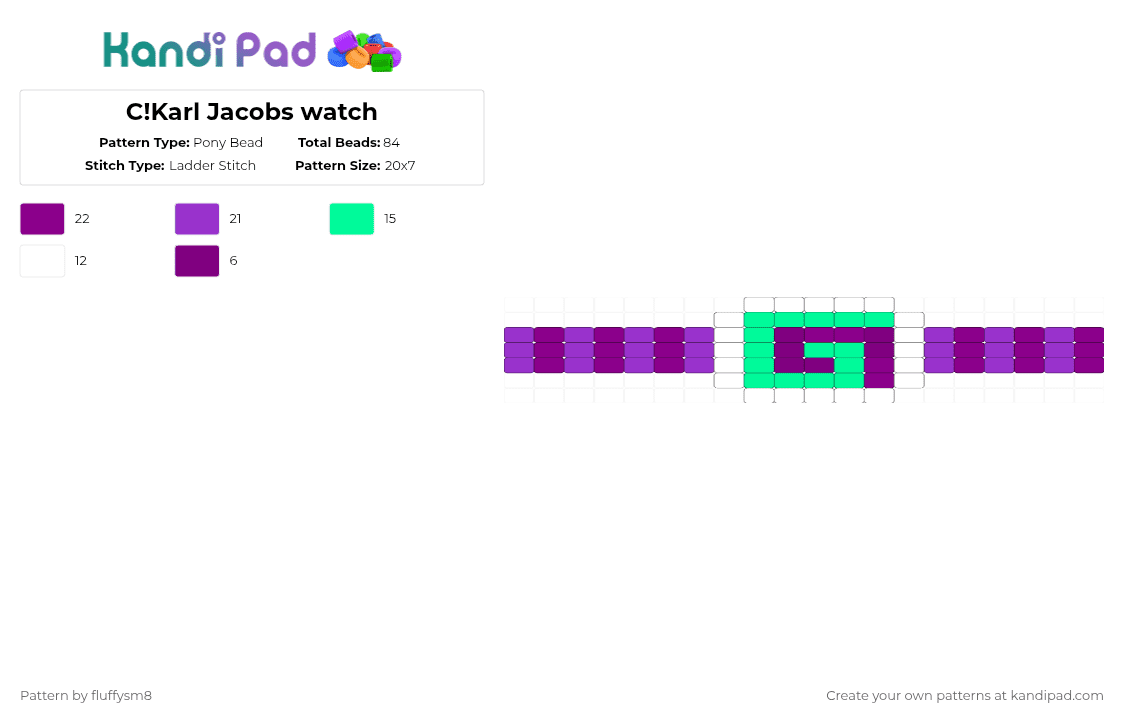 C!Karl Jacobs watch - Pony Bead Pattern by fluffysm8 on Kandi Pad - purple,pink,dsmp,dreamsmp,karl jacobs