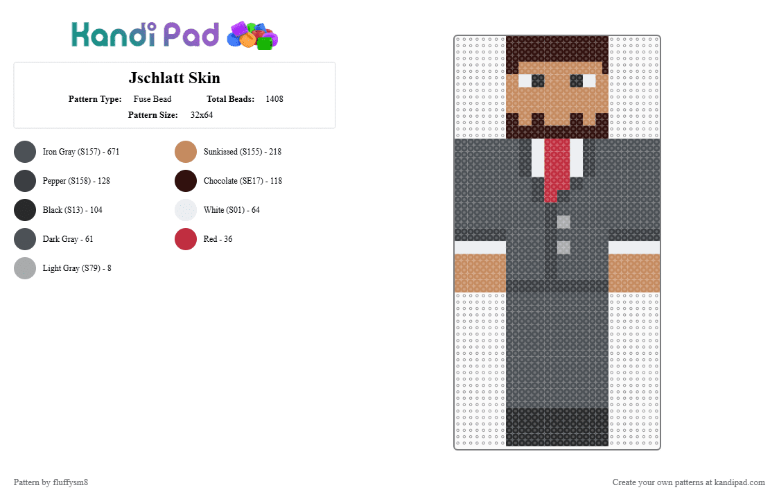 Jschlatt Skin - Fuse Bead Pattern by fluffysm8 on Kandi Pad - dream smp, dreamsmp, dsmp, jschlatt, mcyt, purple, qsmp, qsmp2, schlatt, tan