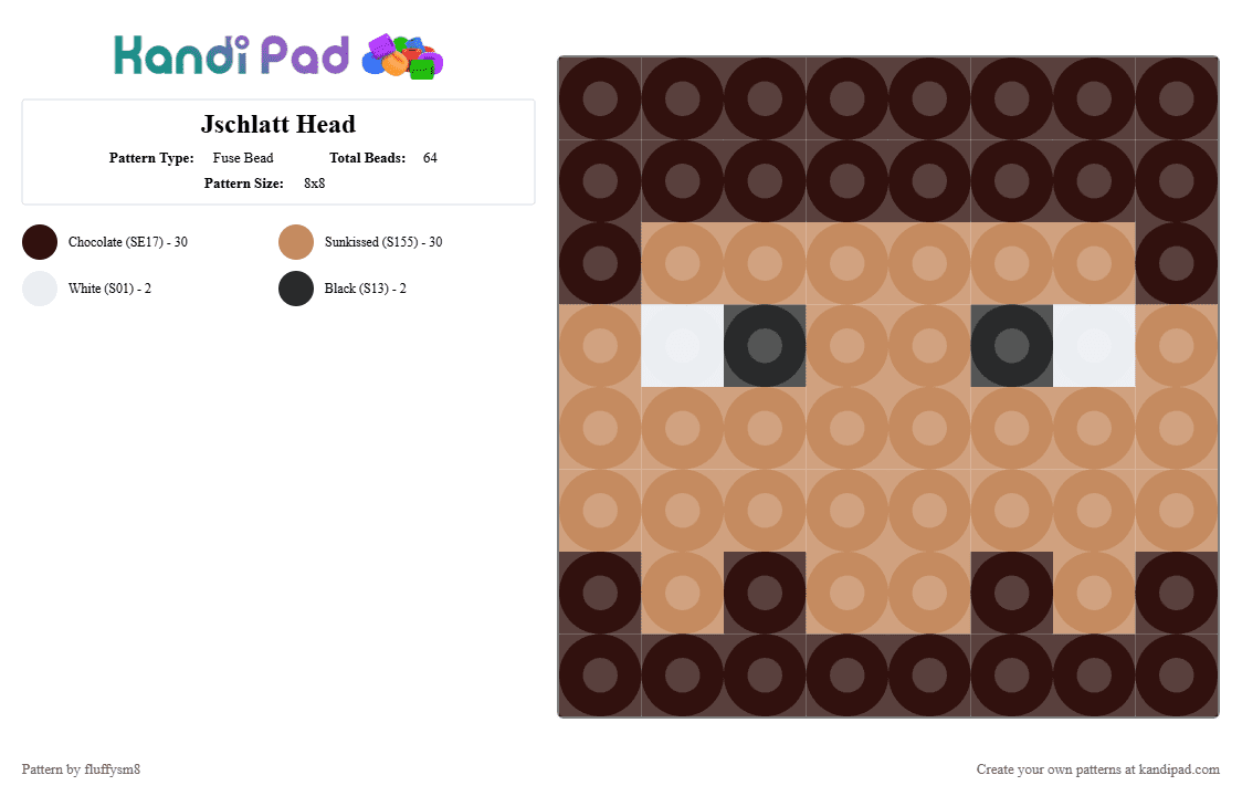 Jschlatt Head - Fuse Bead Pattern by fluffysm8 on Kandi Pad - brown, dsmp, jschlatt, mcyt, qsmp, tan
