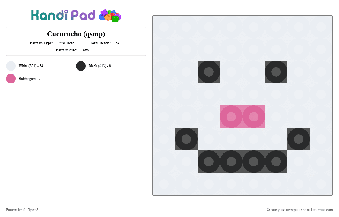 Cucurucho (qsmp) - Fuse Bead Pattern by fluffysm8 on Kandi Pad - white,qsmp