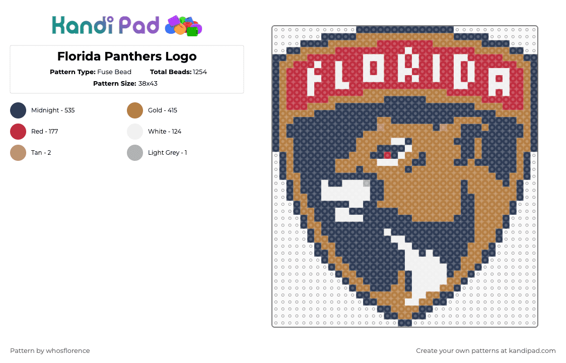 Florida Panthers Logo - Fuse Bead Pattern by whosflorence on Kandi Pad - purple,tan,nhl,hockey,florida,panthers,florida panthers