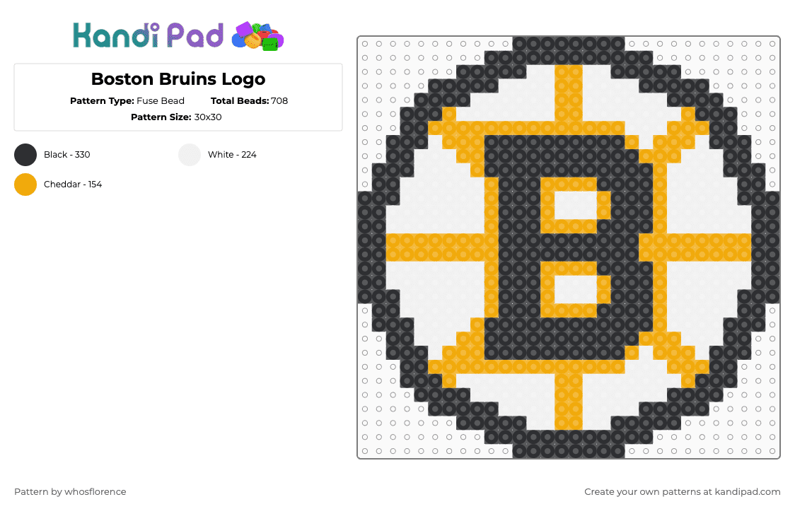 Boston Bruins Logo - Fuse Bead Pattern by whosflorence on Kandi Pad - orange,white,nhl,boston,bruins,bostonbruins,hockey