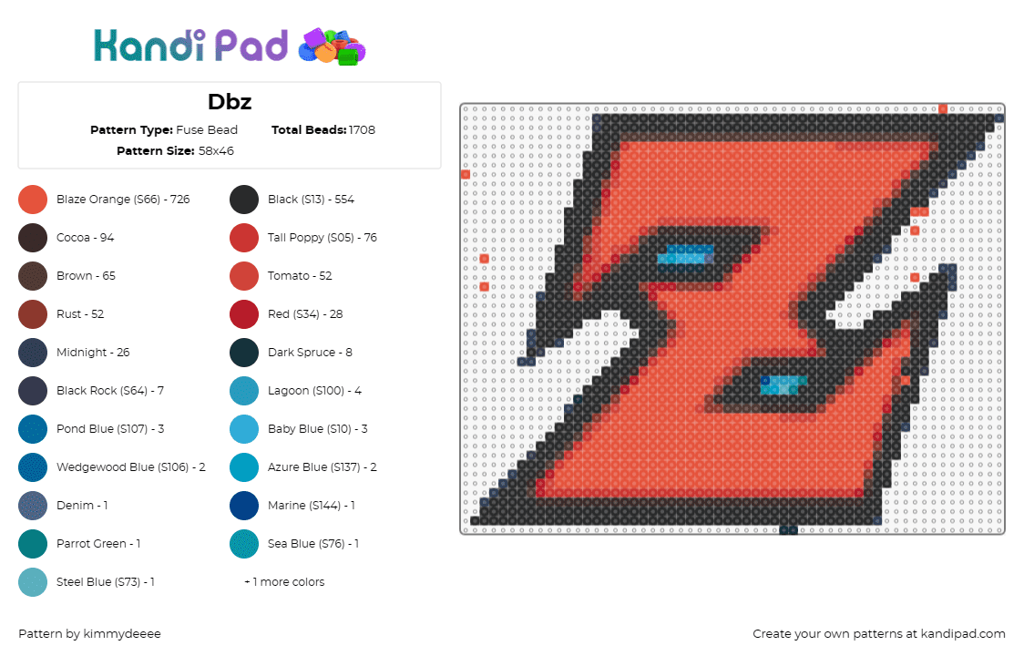 Dbz - Fuse Bead Pattern by kimmydeeee on Kandi Pad - dragon ball z,letter,text,anime,tv show,red