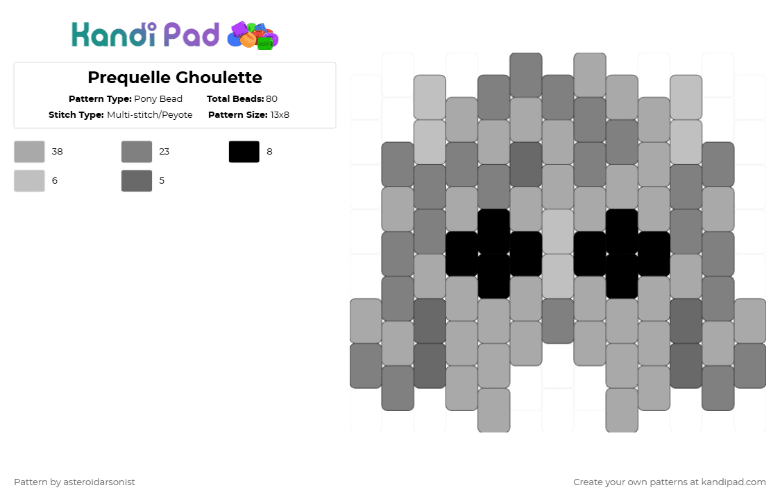 Prequelle Ghoulette - Pony Bead Pattern by asteroidarsonist on Kandi Pad - beige, cirrus ghoulette, cumulus ghoulette, ghost, ghost band, gray, nameless ghoul, prequelle