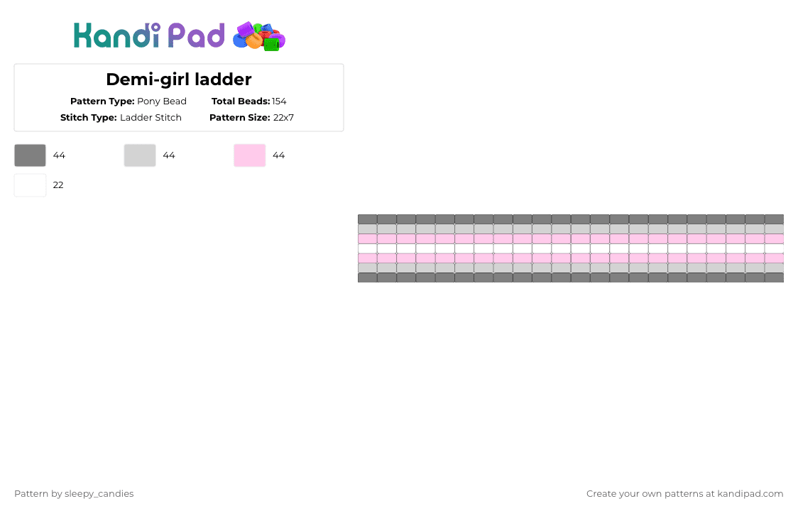 Demi-girl ladder - Pony Bead Pattern by sleepy_candies on Kandi Pad - gray,pink