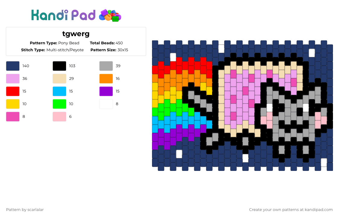 tgwerg - Pony Bead Pattern by scarlalar on Kandi Pad - beige, blue, pink