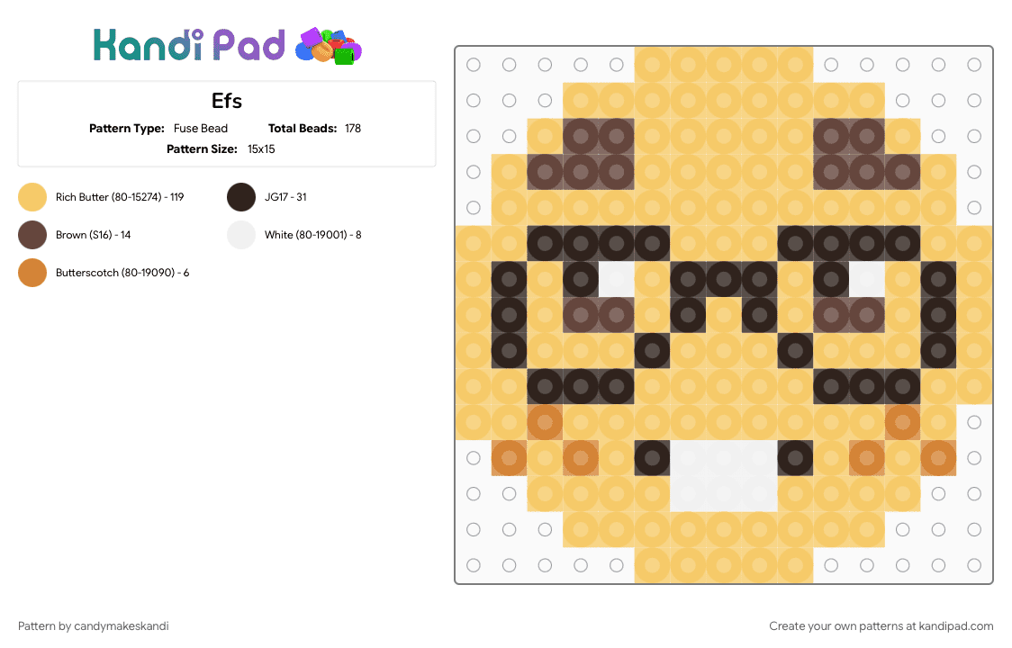 EFS - Fuse Bead Pattern by candymakeskandi on Kandi Pad - cute, efs, emoji, persona, yellow, youtuber
