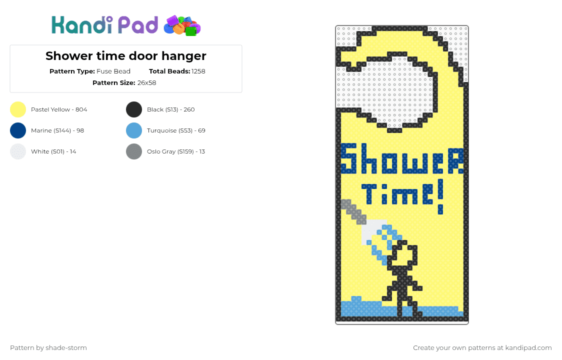 Shower time door hanger - Fuse Bead Pattern by shade-storm on Kandi Pad - 