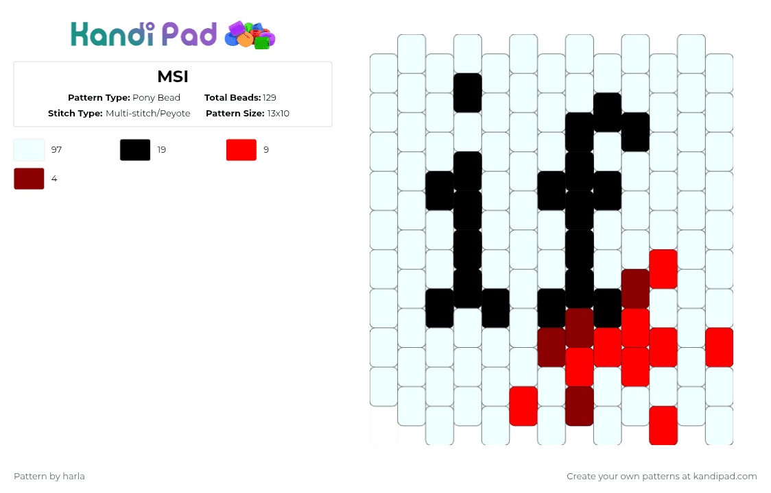 MSI - Pony Bead Pattern by harla on Kandi Pad - white