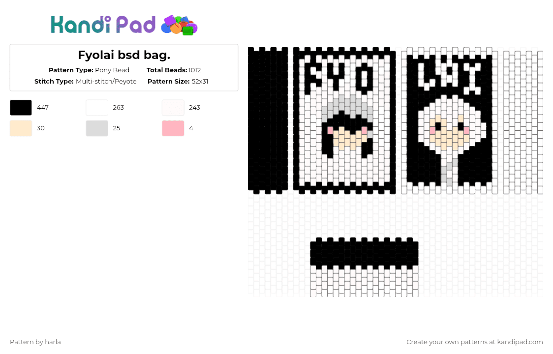 Fyolai bsd bag. - Pony Bead Pattern by harla on Kandi Pad - white,beige,bsd,bag,fyolai