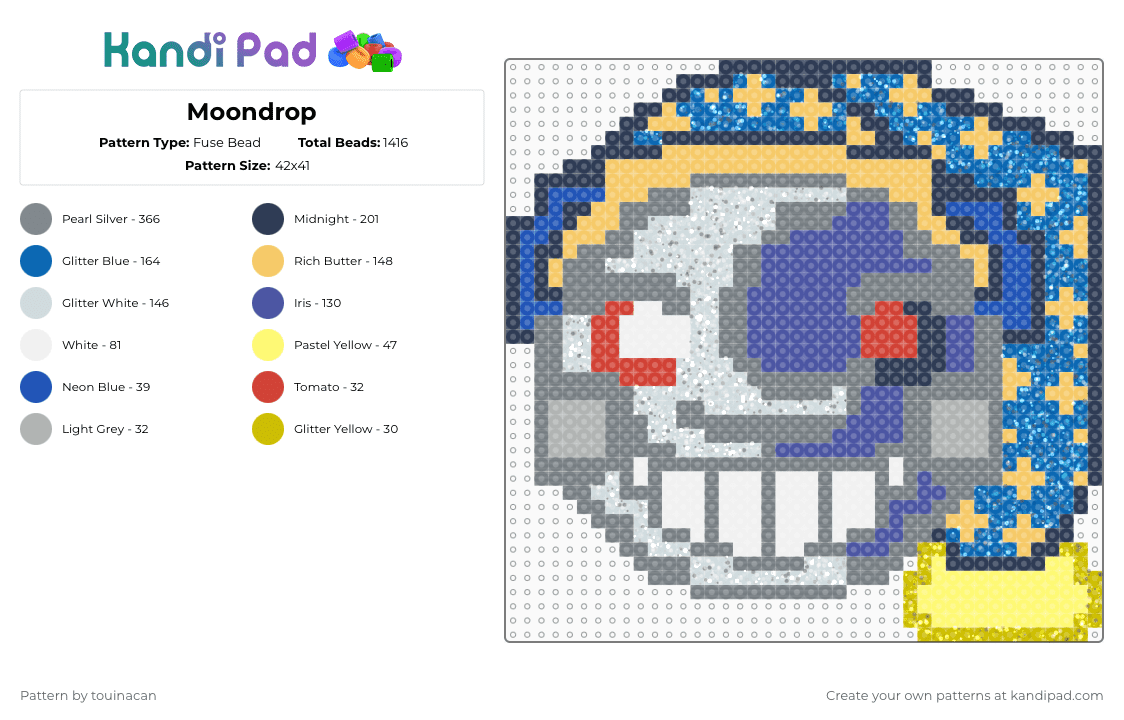 Moondrop - Fuse Bead Pattern by touinacan on Kandi Pad - gray,purple,yellow,blue