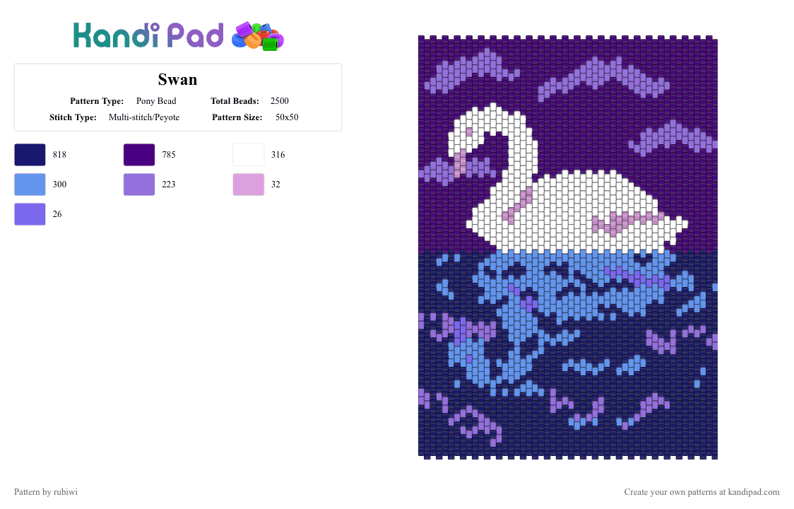 Swan - Pony Bead Pattern by rubiwi on Kandi Pad - purple
