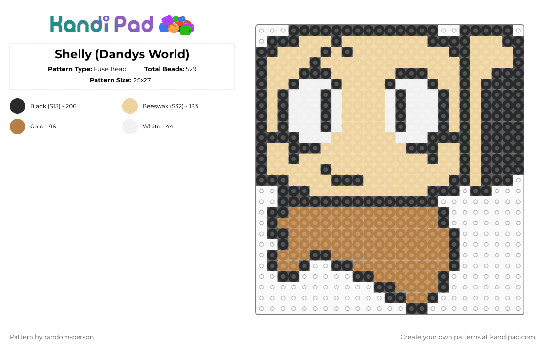 Shelly (Dandys World) - Fuse Bead Pattern by random-person on Kandi Pad - beige, tan